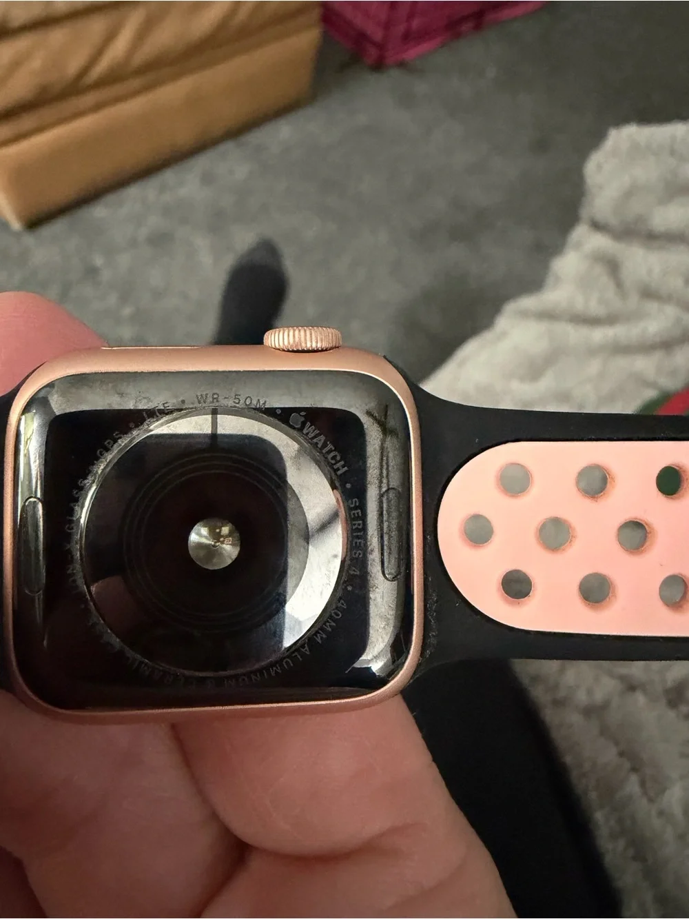 Apple Watch Series 4 GPS +Cellular with Black Band and Pink Accent Holes